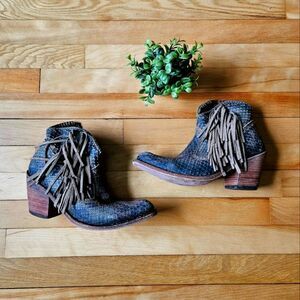 Liberty Fringe Leather Ankle Boots - Brown
